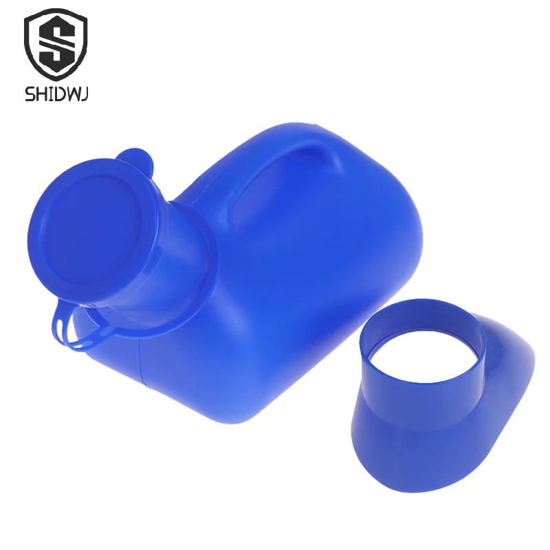 1Pcs 실용적인 1000ML 남여 소변 병, 자동차 여행을위한 블루 모바일 화장실, 뚜껑이있는 튼튼한 오줌 저장 도매