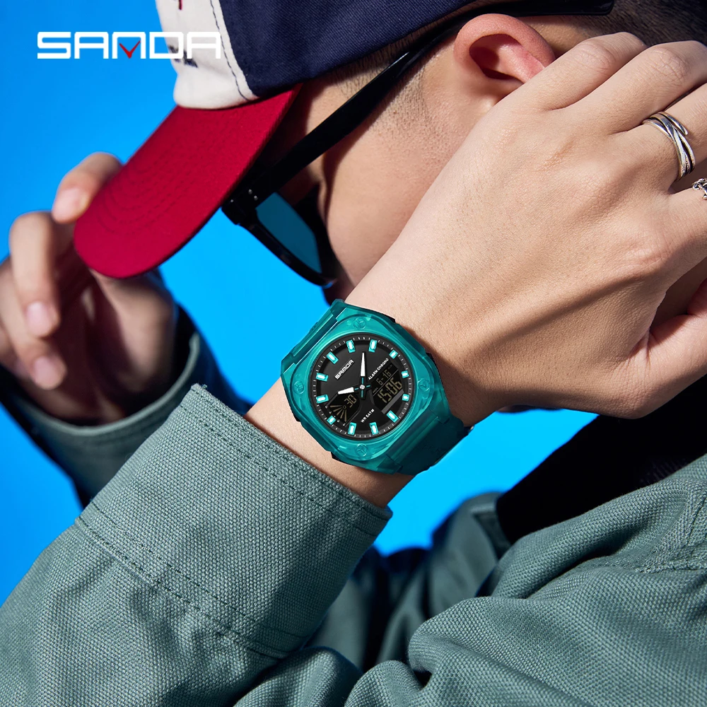 SANDA 6268 Sports Electronic Watch Men Multifunction Outdoor Students Wristwatch Alarm Clock Waterproof Luminous Digital Watches view 6