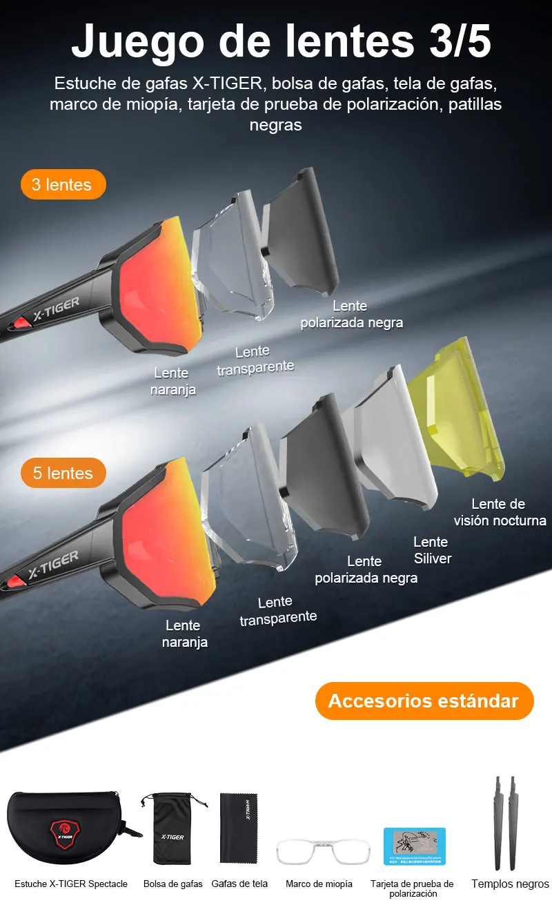 X-TIGER-gafas polarizadas para ciclismo de montaña, lentes de sol para bicicleta de carretera, MTB,CE Certificación 3/5 Intercambiables para Ciclismo Bicicleta Protección UV 400 Gafas de Bicicleta Para - AliExpress