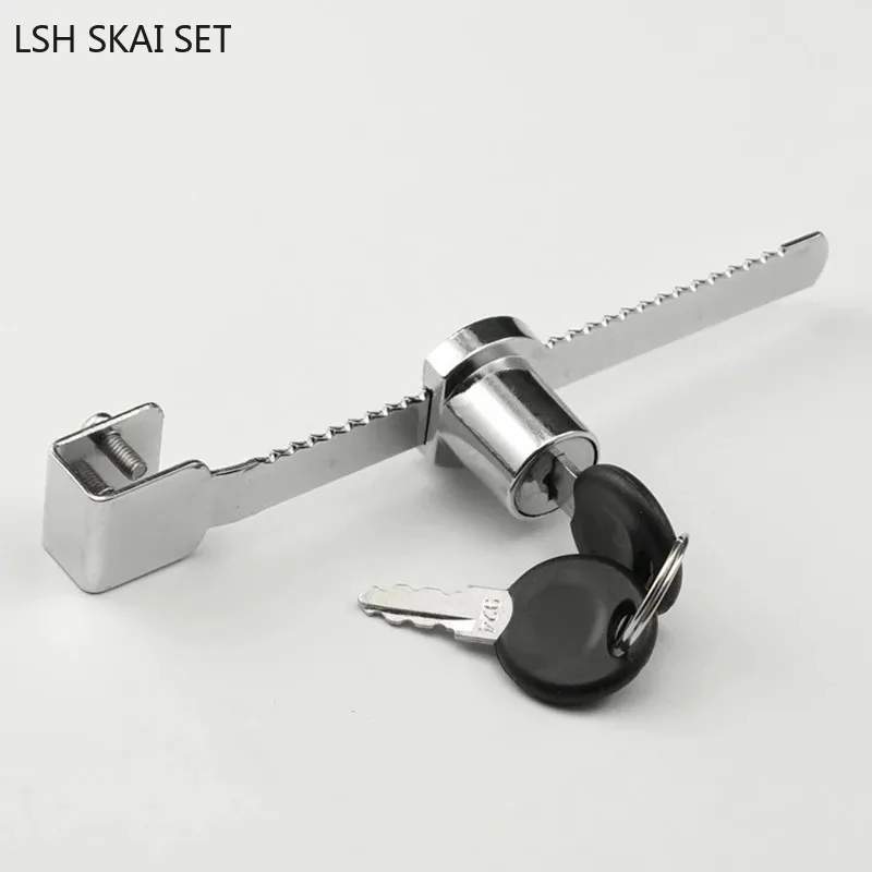 Sliding Glass Door Ratchet Lock with 2 Keys Suitable for 5-8mm Thick Glass Zinc Alloy Window Cabinet Showcase Safety Lock