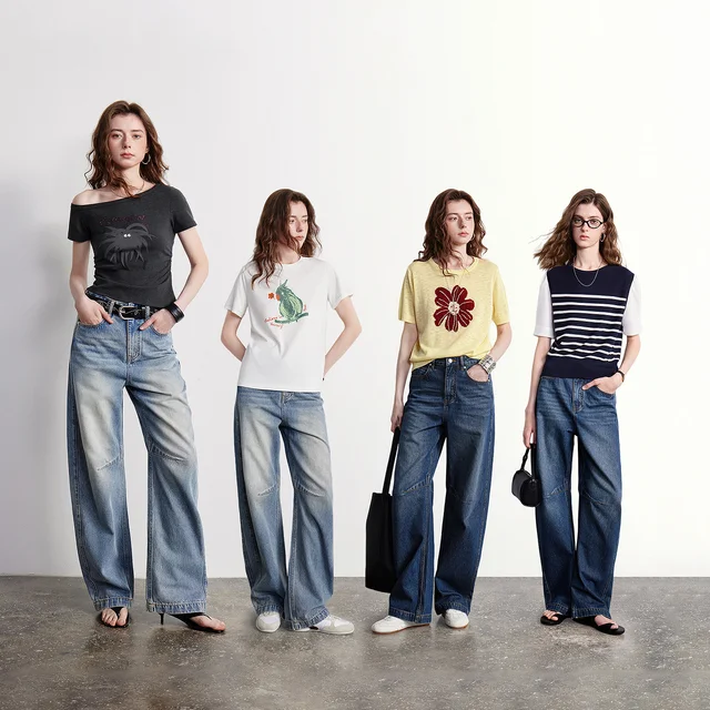 TOYOUTH Women Denim Jeans 2026 Summer New High Waist Curved Knife Pants 5