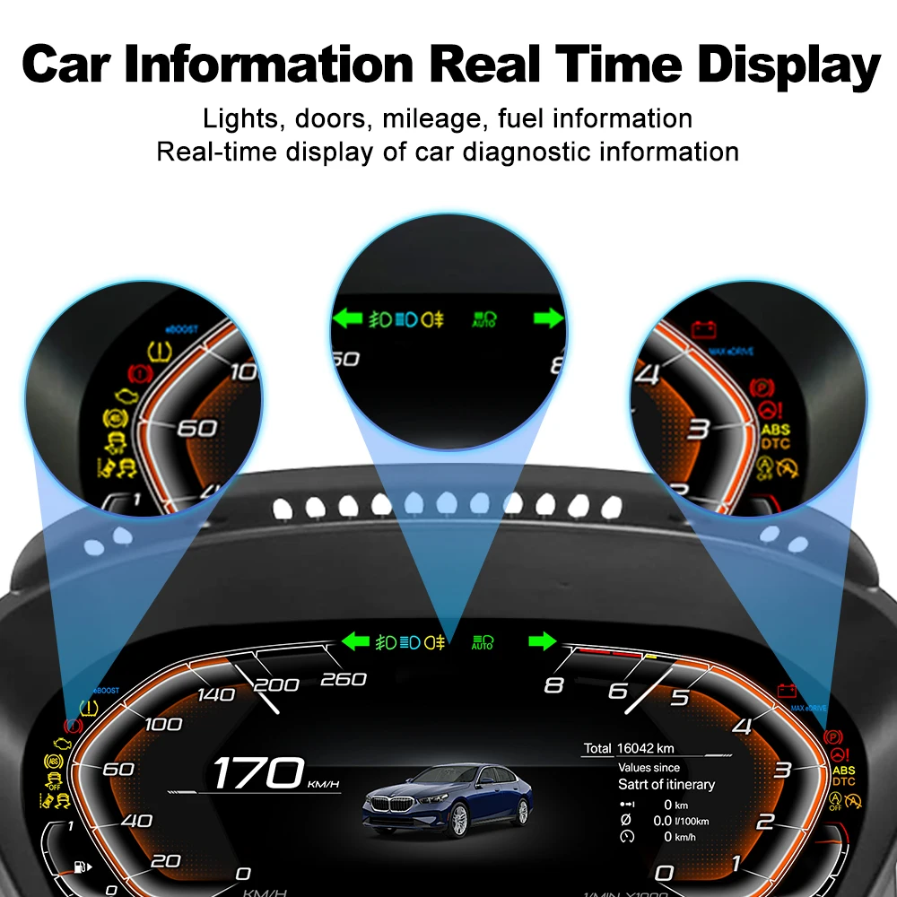 12.3 ''Digital Instrument Cluster for BMW X5 E70 X6 E71 F15 F16 blue light anti-glare screen Panel Cockpit Voor carplay OTA