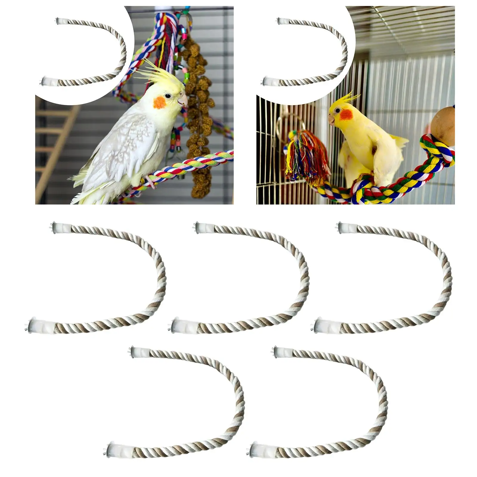 Parrot Climbing Rope Screw Mounted Hemp Swing Activity Center Cage Accessory Hanging Stand Rope for Conures Small Medium Parrots