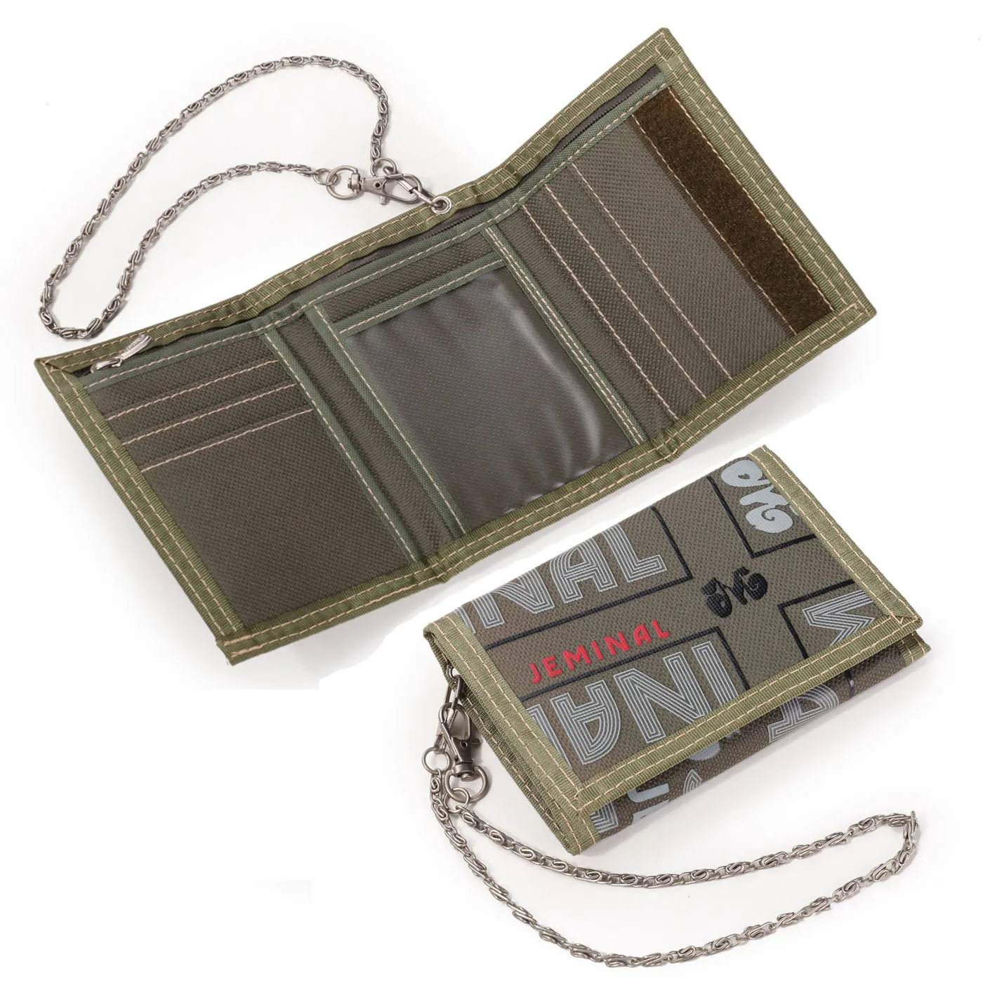 Tarjetero Metalico Cartera Hombre Con Cadena Antirrobo Trifold