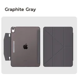 Vibrant Translucent Case with Pencil Pouch - Magnetic Closure, Full Protection, Scratch & Drop Resistant - iPad Mini 6 7 (Graphite Gray)