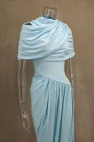 Elegant Women's Long Dress Summer Holiday Skin-Friendly Retro Shawl Pleated Vertical Cut Wrap Party Dress New Style 2025 - Image 3