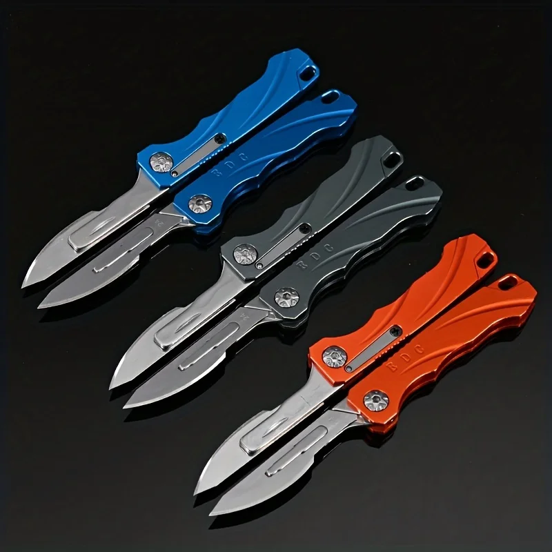 스테인리스 스틸 접이식 아트 나이프, 휴대용, 날카로운, 개봉, 포장 풀기, 택배, 열쇠고리 조각칼