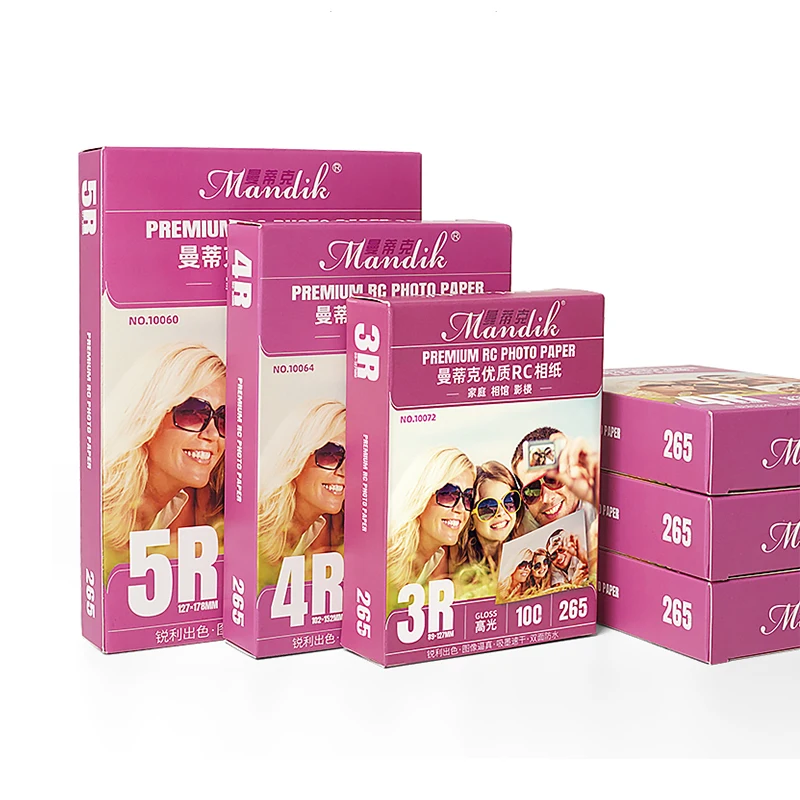 방수 잉크젯 프린터 인화지, 광택 광택 러프 무광 직물, 3R 4R 5R 100 시트, 260g RC 