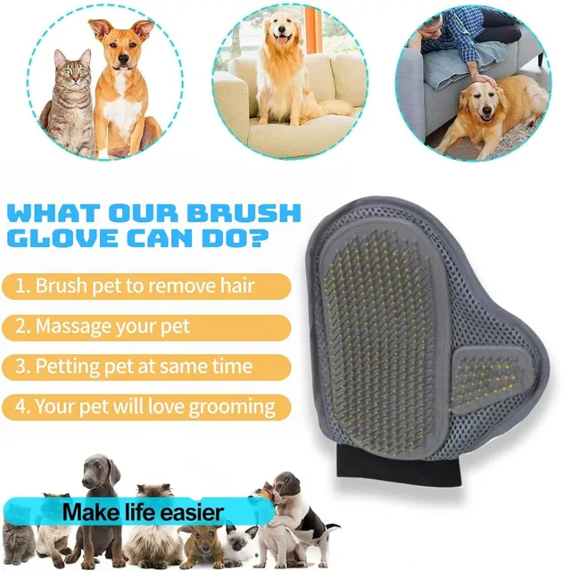 Pet Grooming Glove Hair Removal Gloves Cat Dog Fur Hair Deshedding Gentle Efficient Dog Combs Pet Bathing Massage Products 2