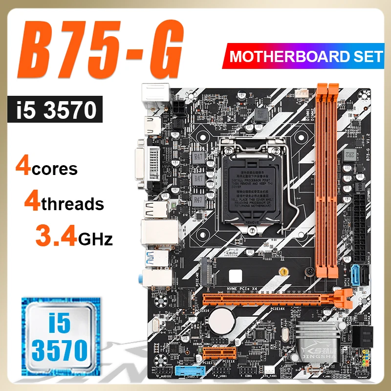B75G LGA 1155 Motherboard B75 combo kit set With intel Core I5 3570 CPU