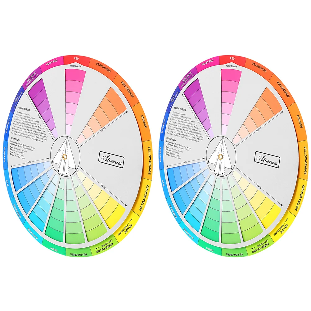 

2 Pcs Color Card Gradient Wheel Learning Mix Make up Standard Paper Chart for Painting
