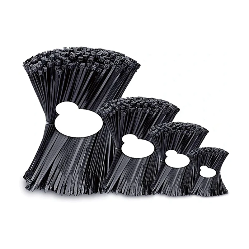 

1Set Zip Ties Assorted Sizes Black Cable Ties UV Resistant Wire Ties (4Inch+6Inch+8Inch+12Inch)