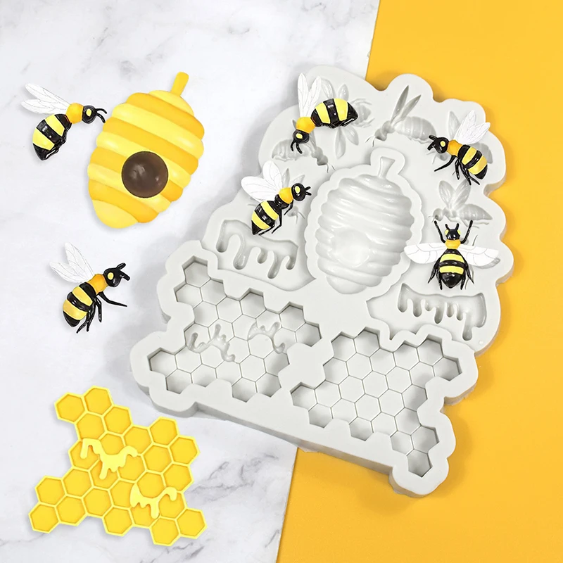 Honigbiene Waben Silikon form 3d Bienenstock Biene Fondant Kuchen Dekorieren Schokolade Werkzeuge Küchen geschirr für Baby party Geburtstag – Detail 2
