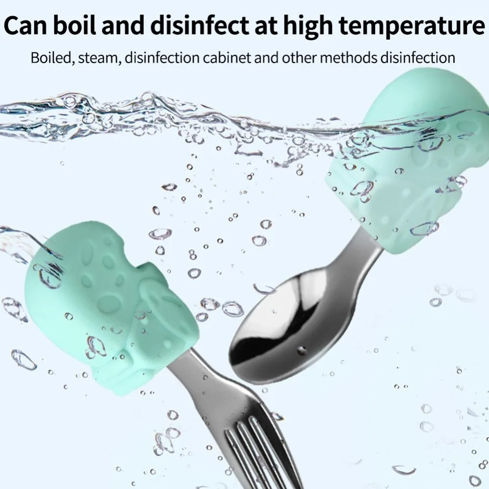 

Whale Food Feeding Fork Infant Learn To Eat Tableware 316 Stainless Steel Utensil Set Baby Spoon