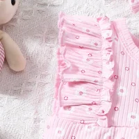 2PCS Summer Baby Girl Jumpsuit with Round Neck Butterfly Sleeve Design, Cute Sweet and Lively Princess Style Newborn Jumpsuit 4