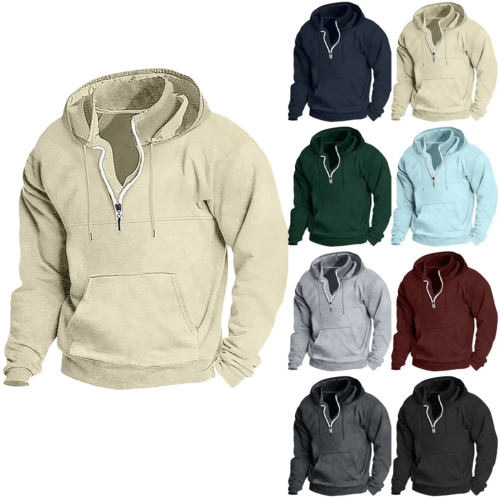 Solid Color Men's Hoodies Sweatshirts Jacquard Hoodie Fleece Men Hooded Sweatshirt Pullover For Male Hoody Man Sweatshirt