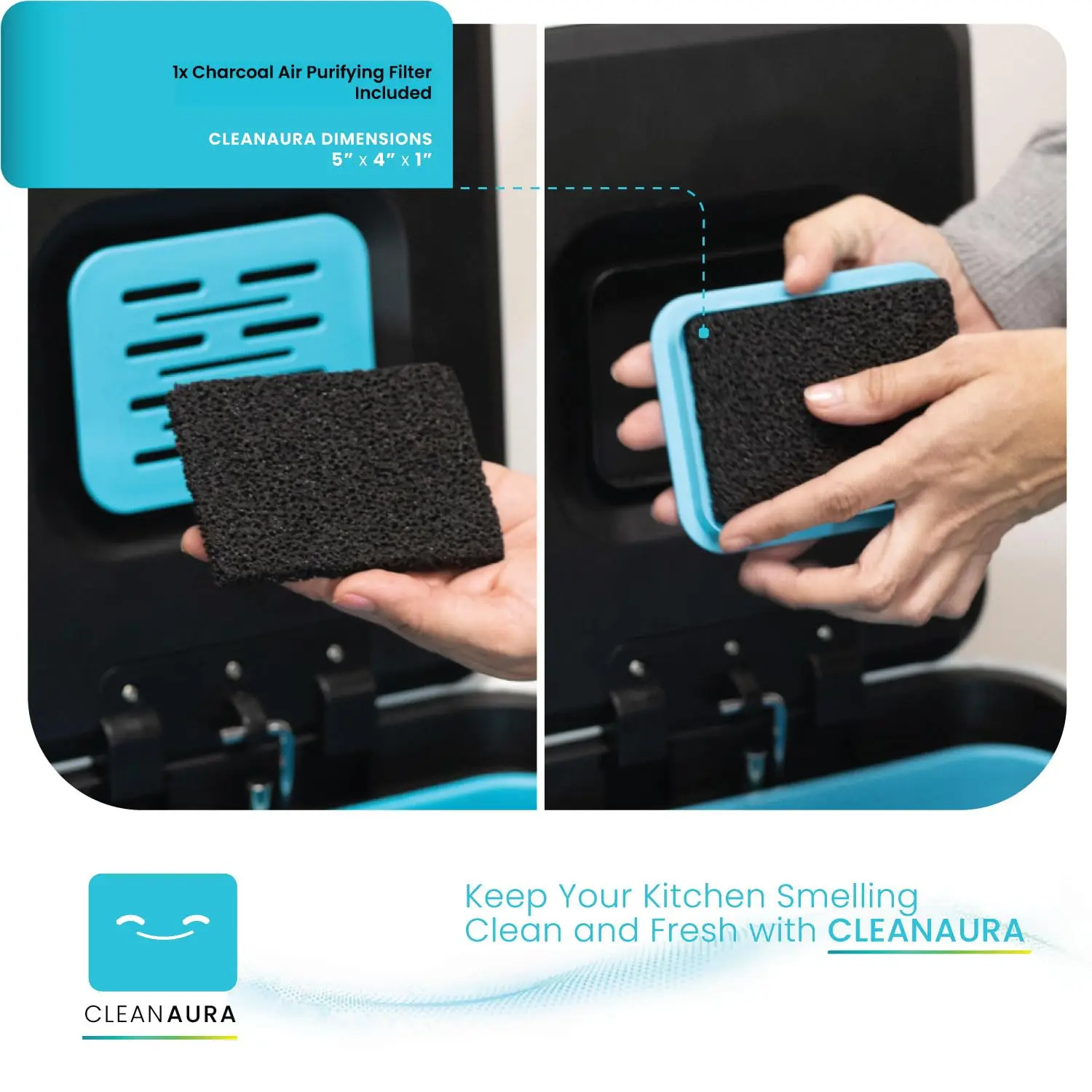 16 Gallon Kitchen Trash Can with Dual Compartments for Recycling, CleanAura Odor Control, Stainless Steel,Silver,60 Liters Total