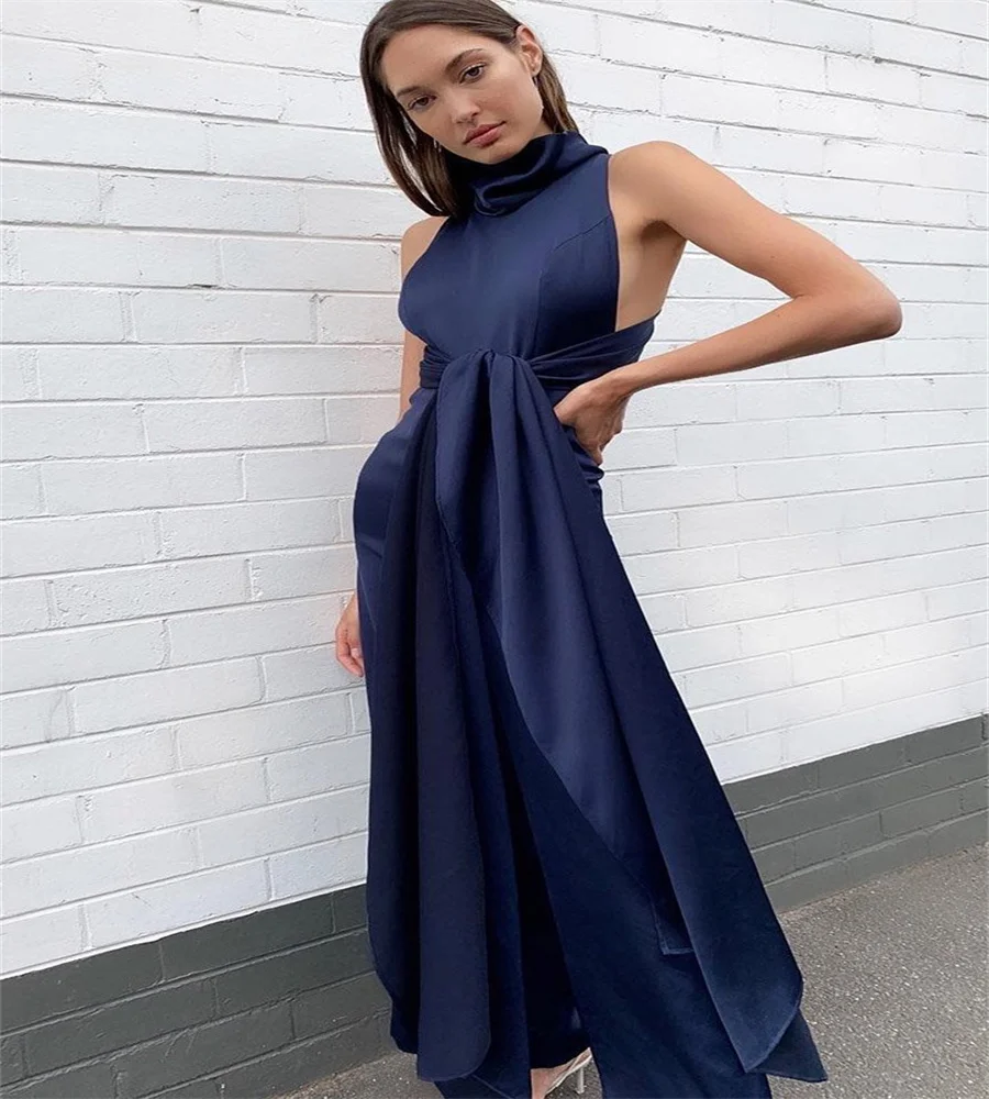 

Sexy V Neck Sleeveless Satin Maxi Dress Stretchy Satin Bodycon Ruched Hollow Out Front Slit Backless Long Gown Summer Spring