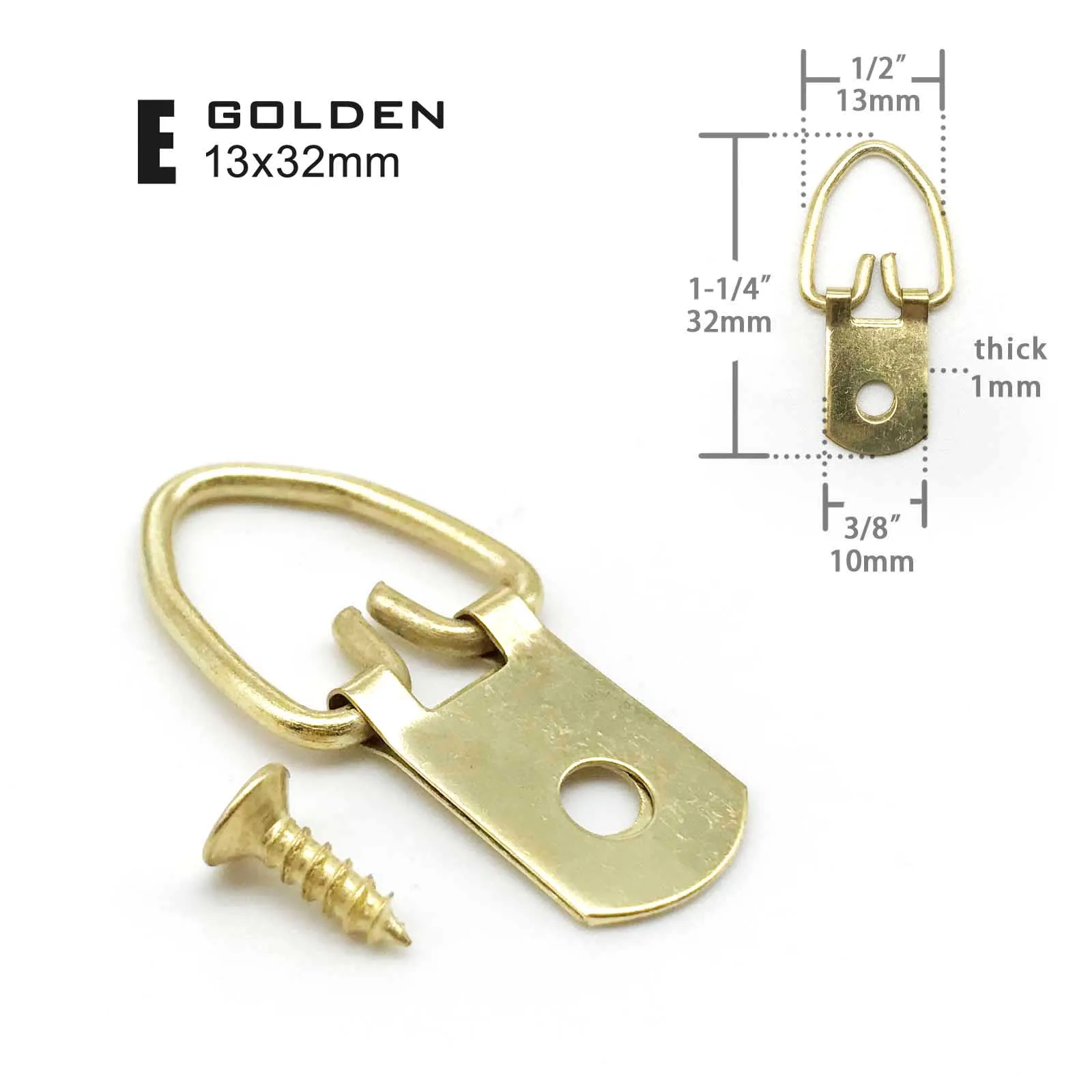50pcs Golden Silver Black Triangle D-Ring Hanging Oil Painting Mirror Picture Frame Hanger Art Work Photo Wall Hook with screws