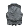 Men's Vest Steampunk Formal Tweed Vintage Blue Suit Male Springs Plaid Herringbone Jacket Waistcoat Vests for Men Dress Wedding 3