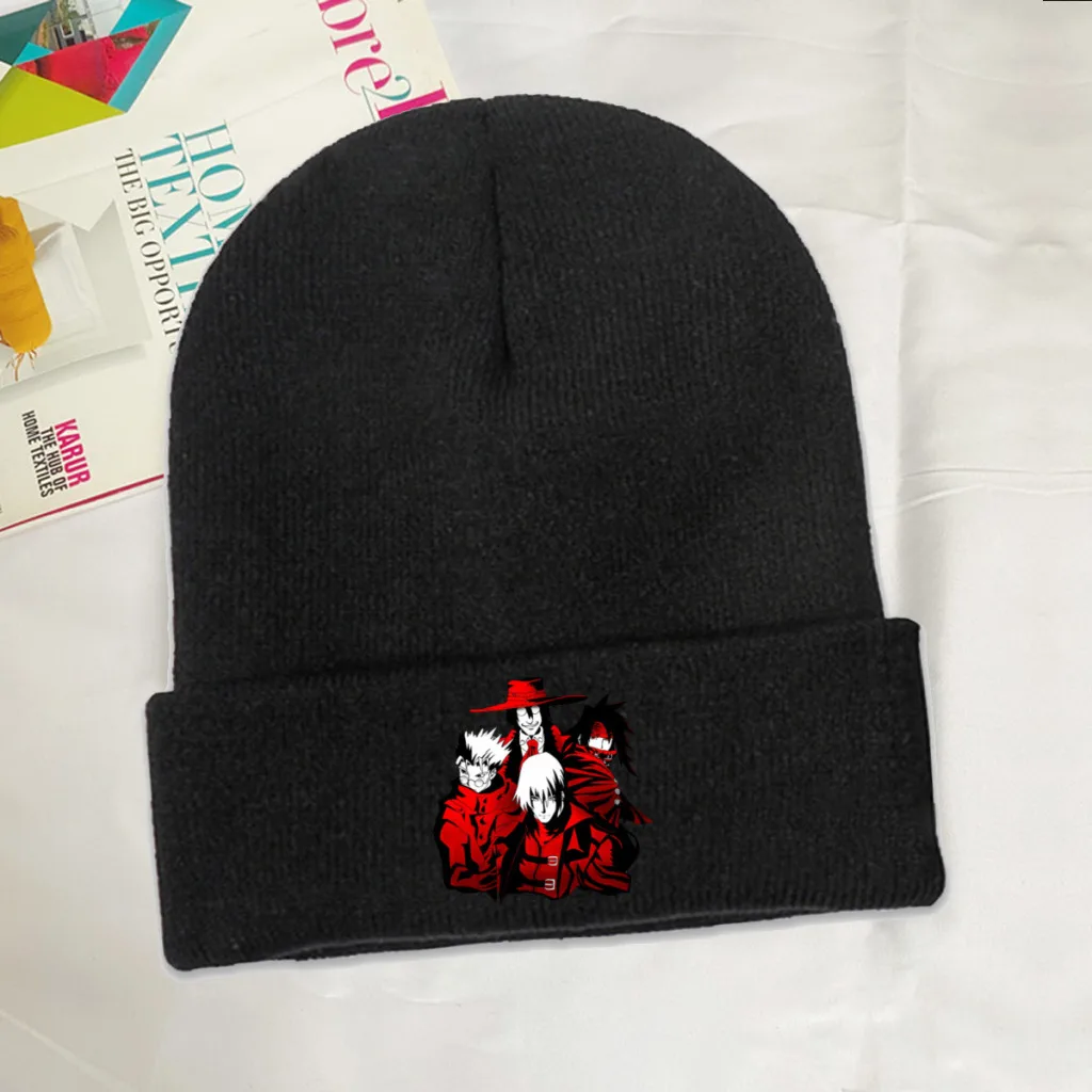 

Trigun Chapel The Evergreen Comic Skullies Beanies Caps Red Gunmen Knitted Winter Warm Bonnet Hats Unisex Ski Cap