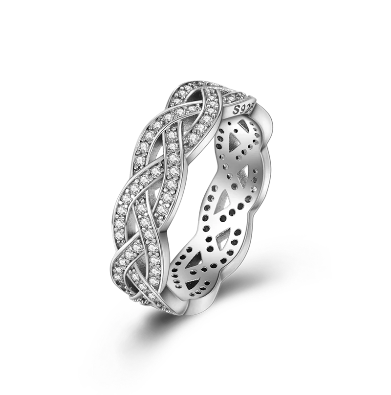 925 Silver Women Original Wedding Rings Sparking Zircon Knot Ring Elevated Heart Ring Classic Teardrop Halo Finger silver heart ring silver rings silver ring wedding rings