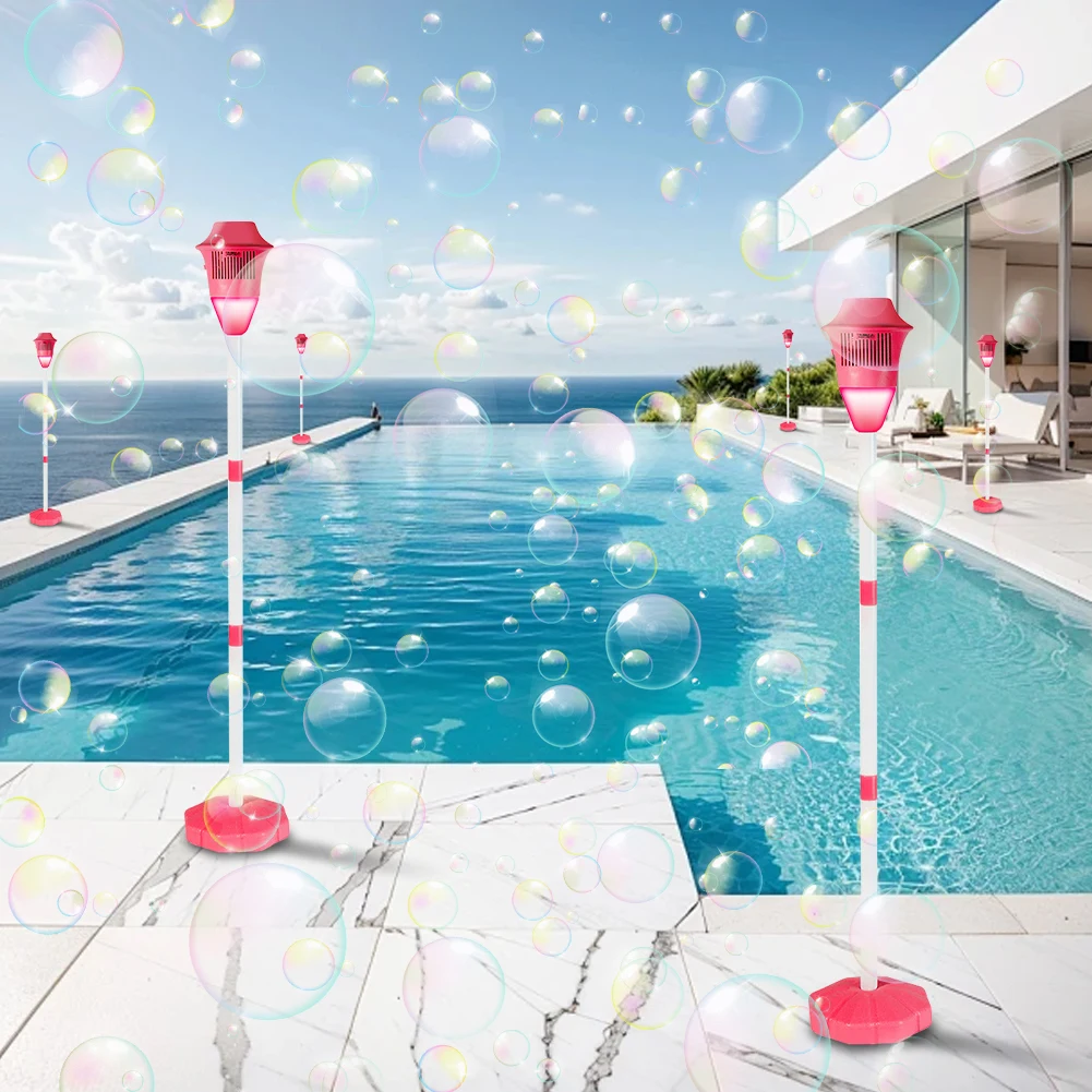 Stand Bubble Machine with Lights&Music for Outdoor,Height 46 " Bubble Blower,Suitable for Water Sport Wedding Party Decor