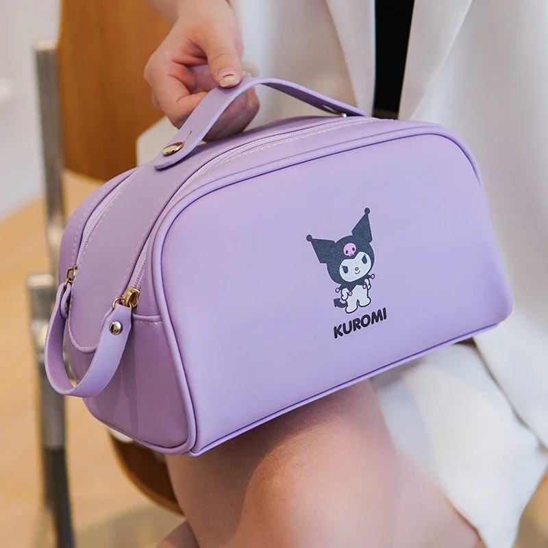 

Милый аниме Sanrio My Melody Kuromi Hello Kitty двойная молния искусственные дорожные кисти для макияжа сумка для хранения губной помады