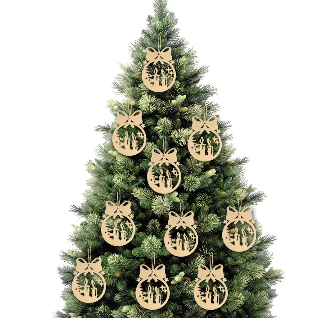 Wooden Hanging Ornaments christmas decorations 10pcs For Christmas DIY