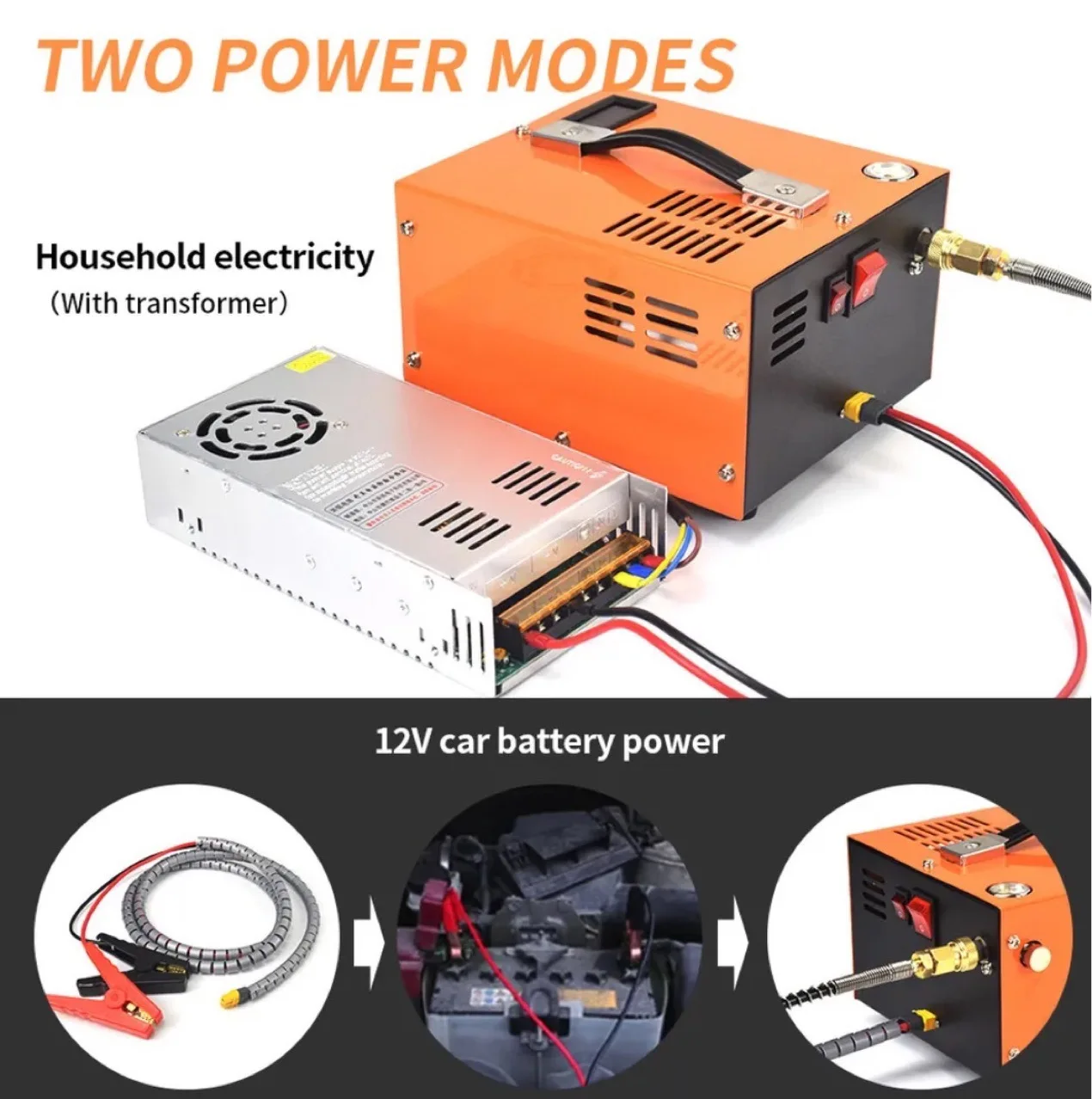 12V 4500 Psi 300 Bar 30mpa High Pressure Air Compressor Pump With 220V Transformer High Pressure Inflator air compressor