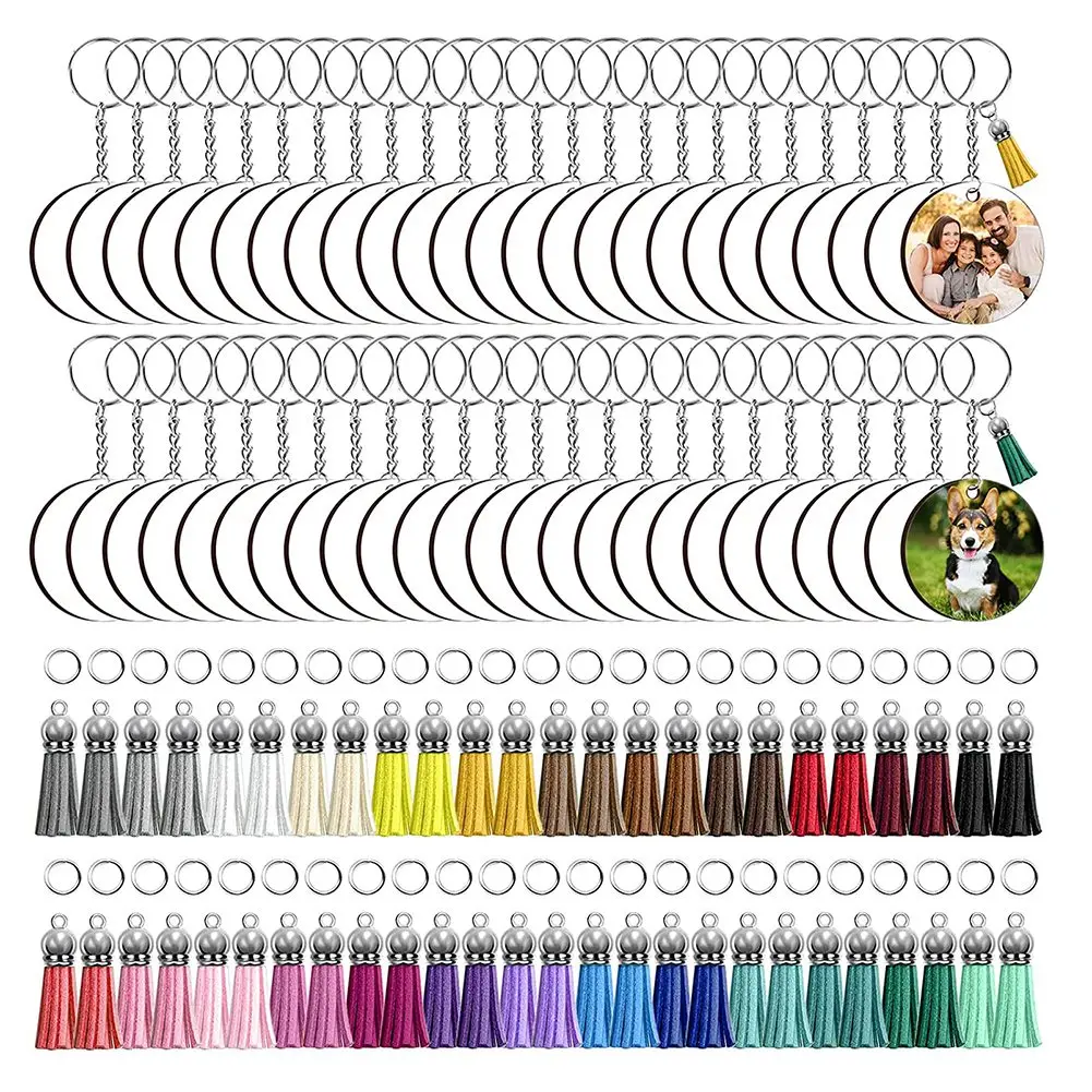 250 Pcs Sublimation Blanks Keychain 2.4in Heat Transfer Blank Keychains, Double Side Keychain, DIY Gift Ornament