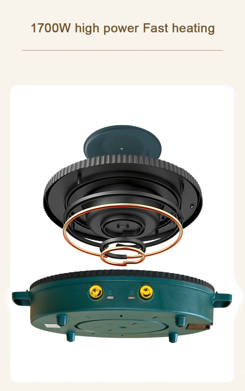 DMWD Electric Hot Pot Home Multi-function All-In-One Barbecue Machine Grill Shabu Frying Pan Smokeless Roasting Hotpot 4