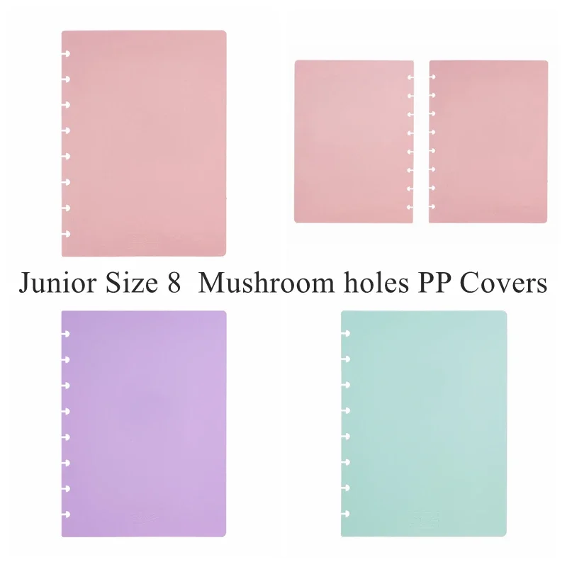 Junior/Letter/A5/A4 PP Notebook Covers notebook accessories plastic book cover with Mushroom Holes for DIY Daily Planner Schedule Loose Leaf Paper Cover A1909-043