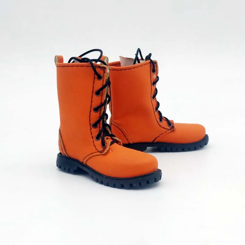 

Orange 1/6 Scale Leather Middle Tube Boots Male Soldier Solid Lace-up Shoes Model for 12" Action Figure Detachable-Feet Doll Toy
