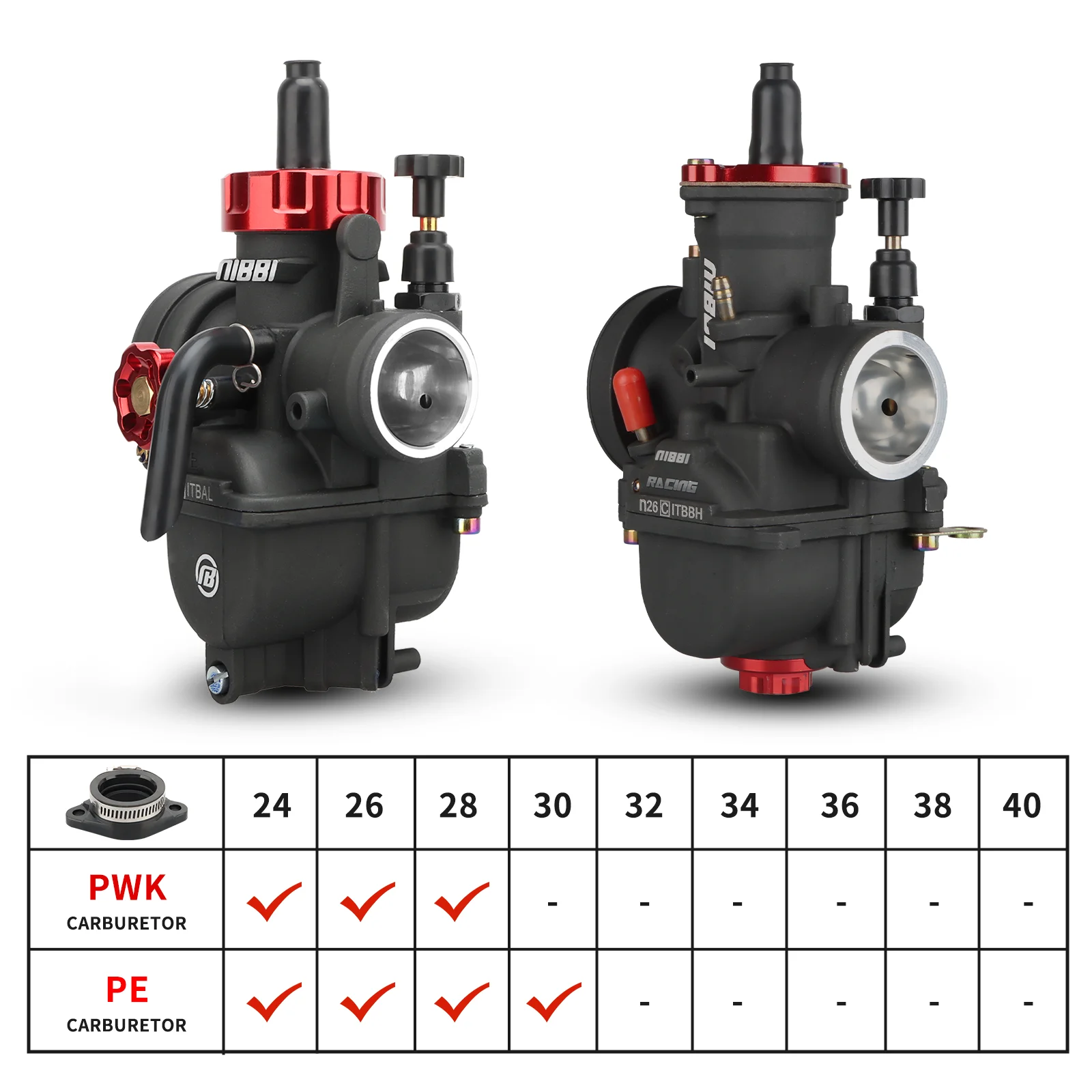 NIBBI Vergaser Flansch Verteiler Ansaugrohr Adapter Fit PWK24/26/28mmPE Vergaser Kawasaki GY6 Motor Verteiler Motorrad Teil – Detail 5