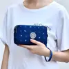 Stripe Flower Leaf Print Zipper Coin Purse Letter Star Three Layer Nylon Wallet Waterproof Money Bag With Lanyard Card Holder 3
