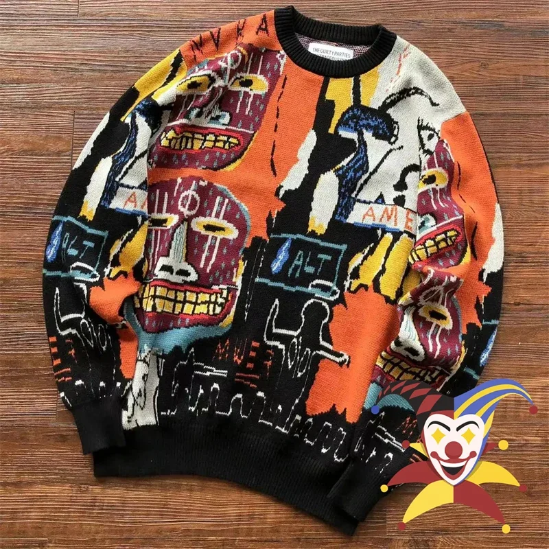 

WACKO MARIA Sweater Men Women Jacquard Streetwear Crewneck Knitted Sweatshirts