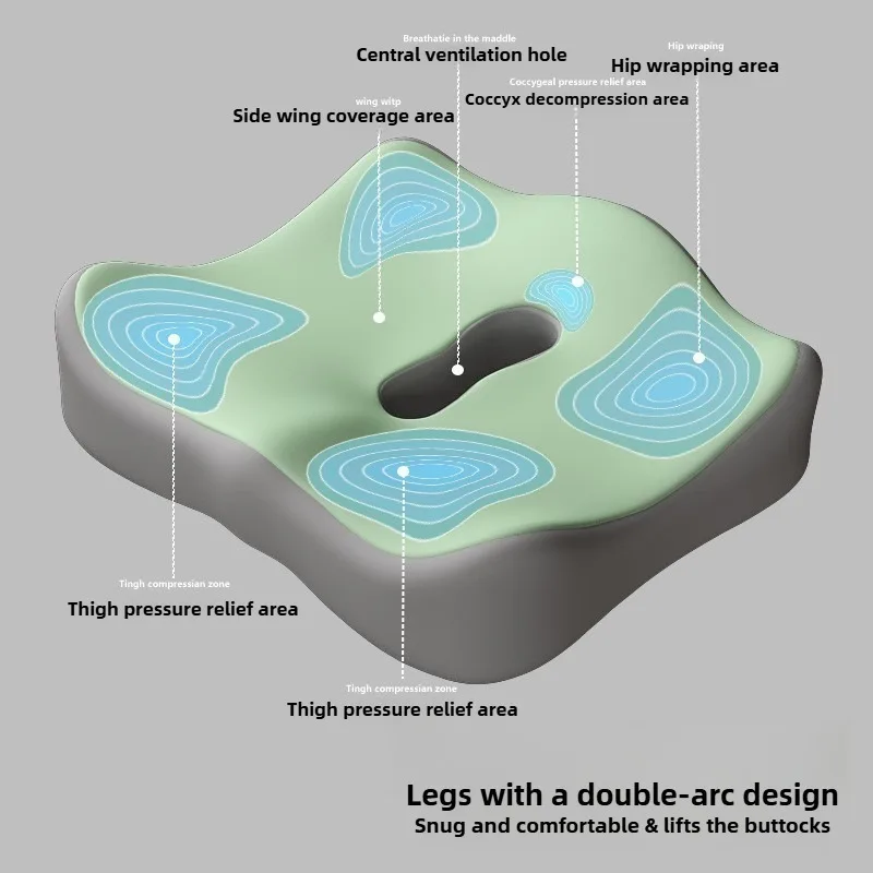 인체공학적 메모리폼 시트쿠션 자동차 및 사무실 의자용 꼬리뼈 지지대 세탁 가능 부드러운 충전재 내구성 있는 패브릭 커버로 편안함 제공