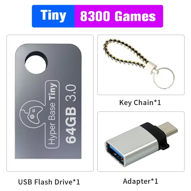 Retrobat 64G Gaming USB Flash Drive With 8300+ Retro Games Plug&Play Emulators F