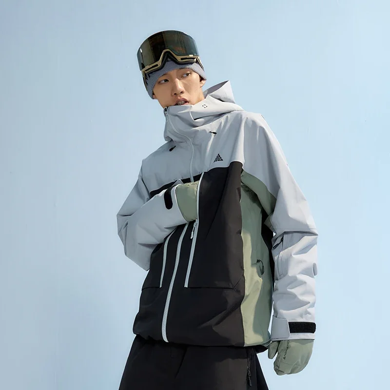 Winter Ski Suit NANDN Thicken 3L Ski Jacket Men Women Windproof Waterproof Winter Ski Coat Wear Solid Color Hooded Warm Snowboard Suit