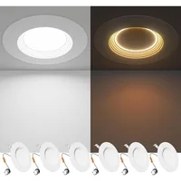 5/6" 5CCT LED Can Lights with Night Lights 6-Pack, Retrofit LED Recessed Lighting, Bezel Trim, Dimmable 1