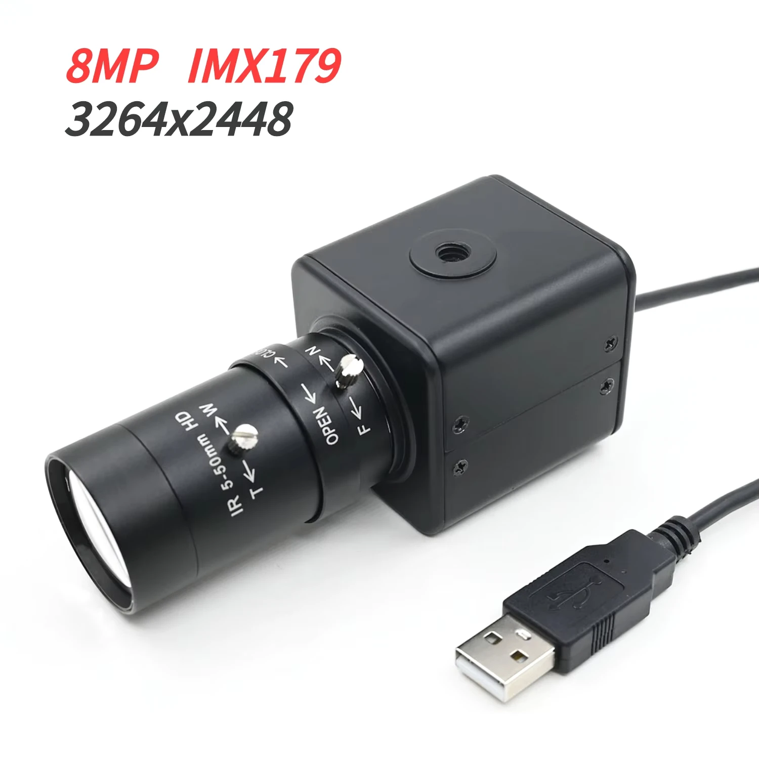 USB 카메라 HD 미니 박스 웹캠 IMX179, 5-50mm 2.8-12mm 가변 초점..