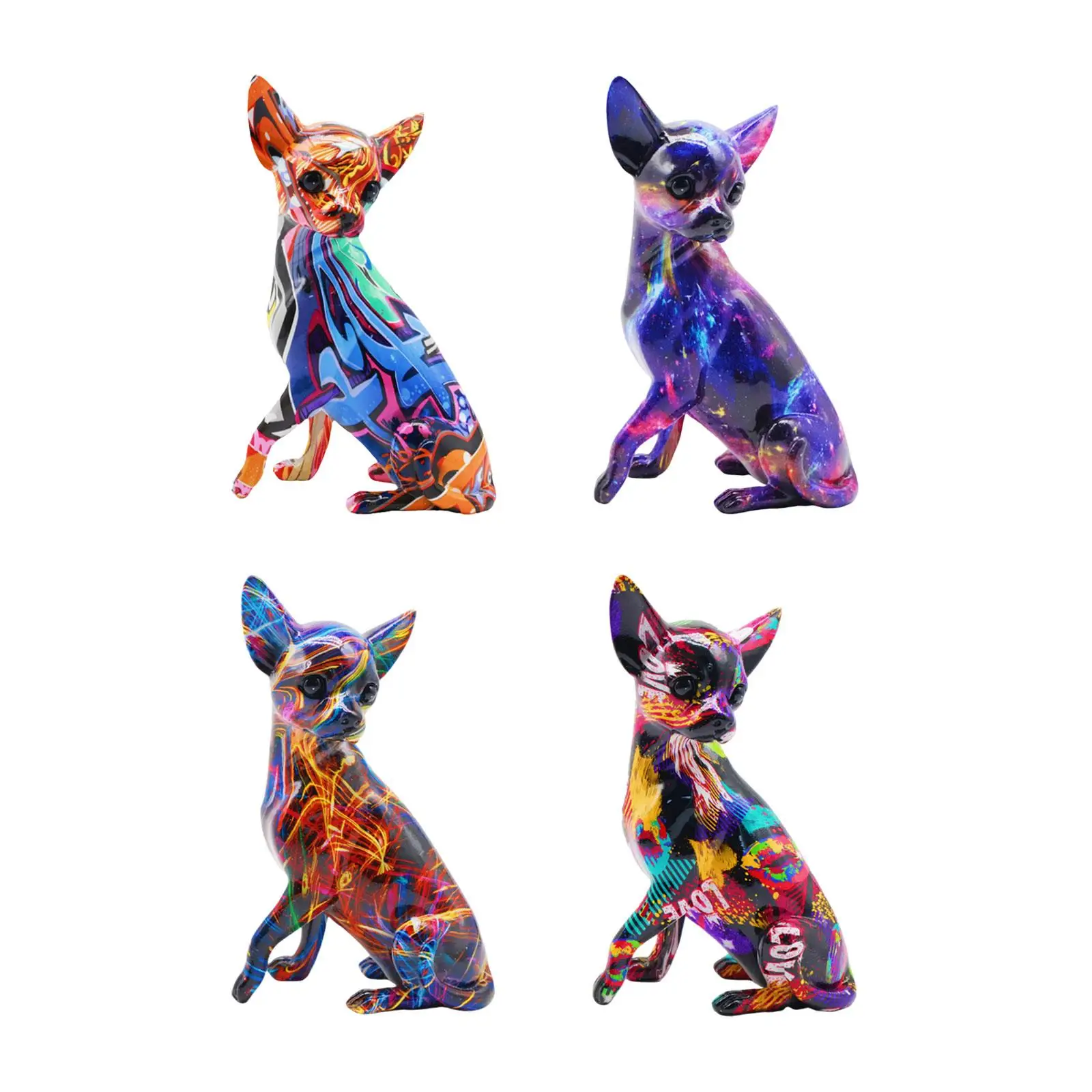 Dog Sculpture Desk Decor Lovely Creative Ornament Splashing Color Art Work
