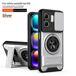 Shockproof Phone Case with Sliding Camera Cap and Magnetic Kickstand for Infinix Smart 9 HD (SJZJ silver)