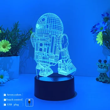 Robot Night Light, LED spacecraft 3D nightlight, USB atmosphere table light 1