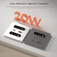 Universal Wall Socket 86-Type White With Retractable Wire Data Cable 20W Fast Charge Type-C PD USB Fast Charging for iPhone 3