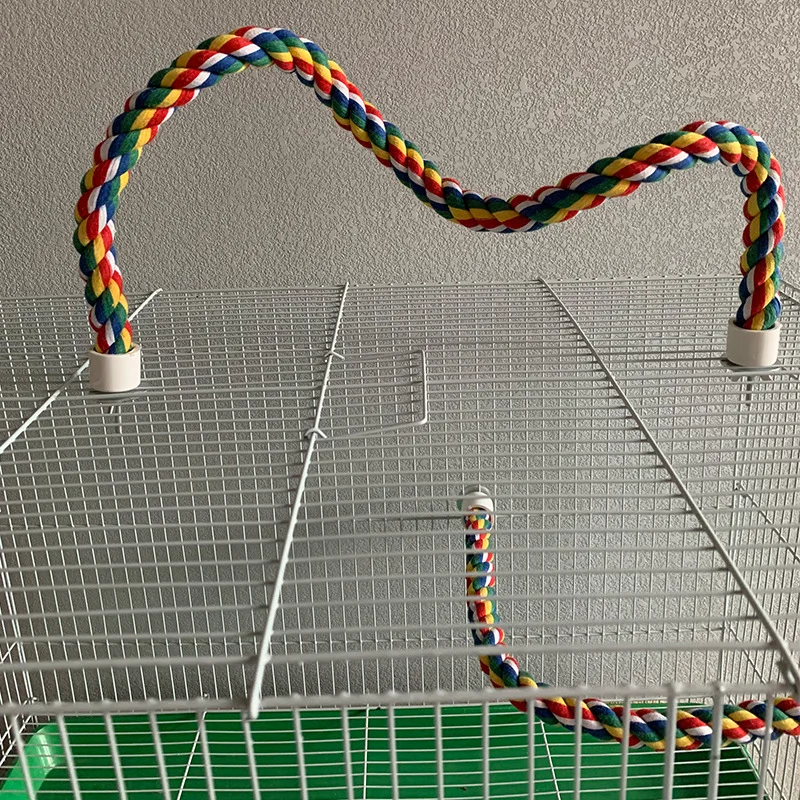 Parrot Rope Hanging Braided Budgie Chew Rope Bird Cage Cockatiel Toy Pet Stand Training Accessories Swing Supplies Parrot Swings 4