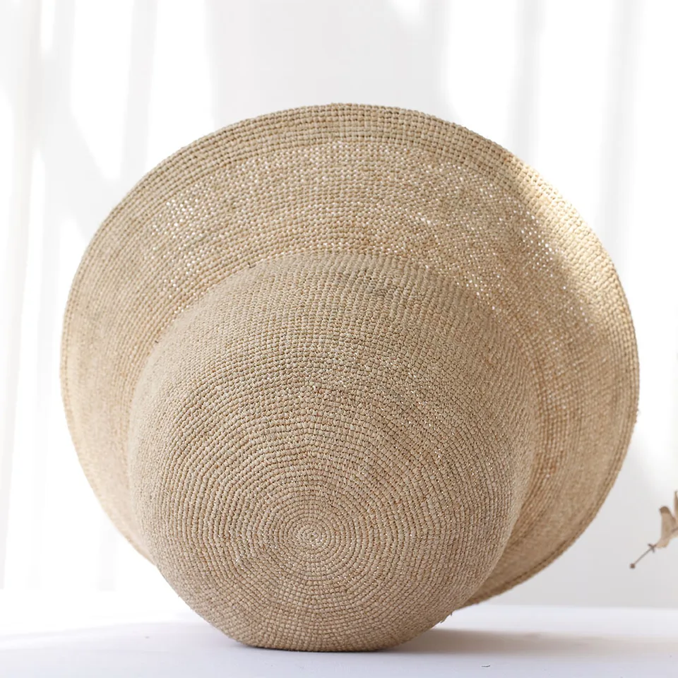 Lot De 2 Chapeaux Bob Femme En Paille Crochetée – Noir Et Beige, Respirant Et Protection UV