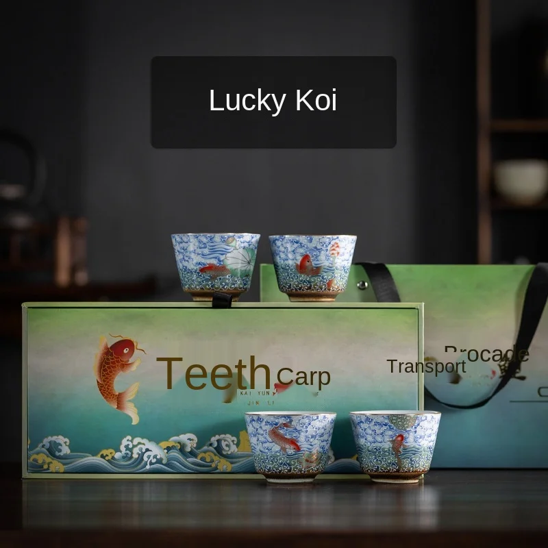 

Koi Tea Cup Porcelain Kung Fu Tea Set Single Cup Tea Appreciation Cup Master Cup Set Gift Teacup Bowls Porcelain Teacup Set