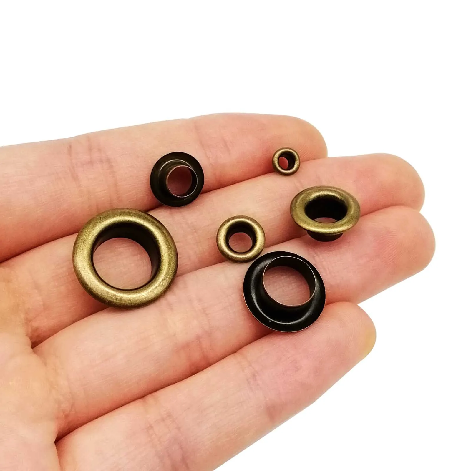 100sets 2.5mm to 12mm Antique Brass Bronze Eyelet With Washer Grommet Ring Air Hole Rivet For Leather Bag Shoes Belt Cap Clothes eyelet grommet ring eyelet grommet ring kit grommet eyelet kit metal eyelet buttons